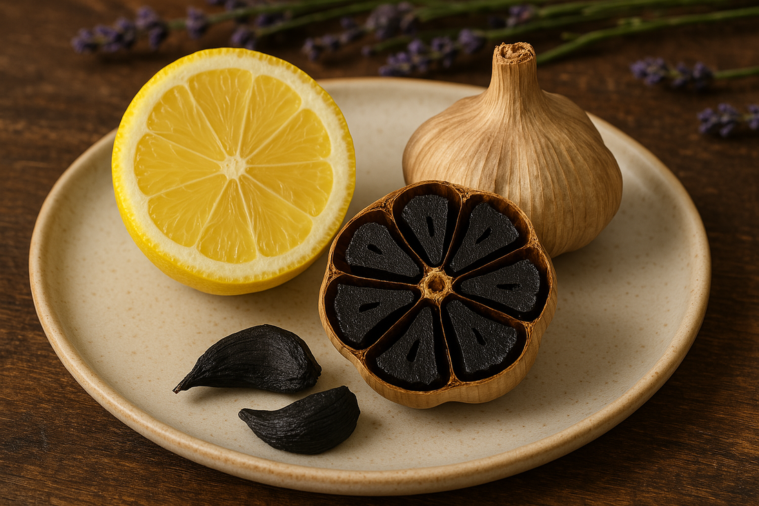 Kur mit schwarzem Knoblauch und Zitrone