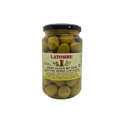 Grüne spanische Oliven mit Anchovis-Geschmack – traditionelle Delikatesse 370 g