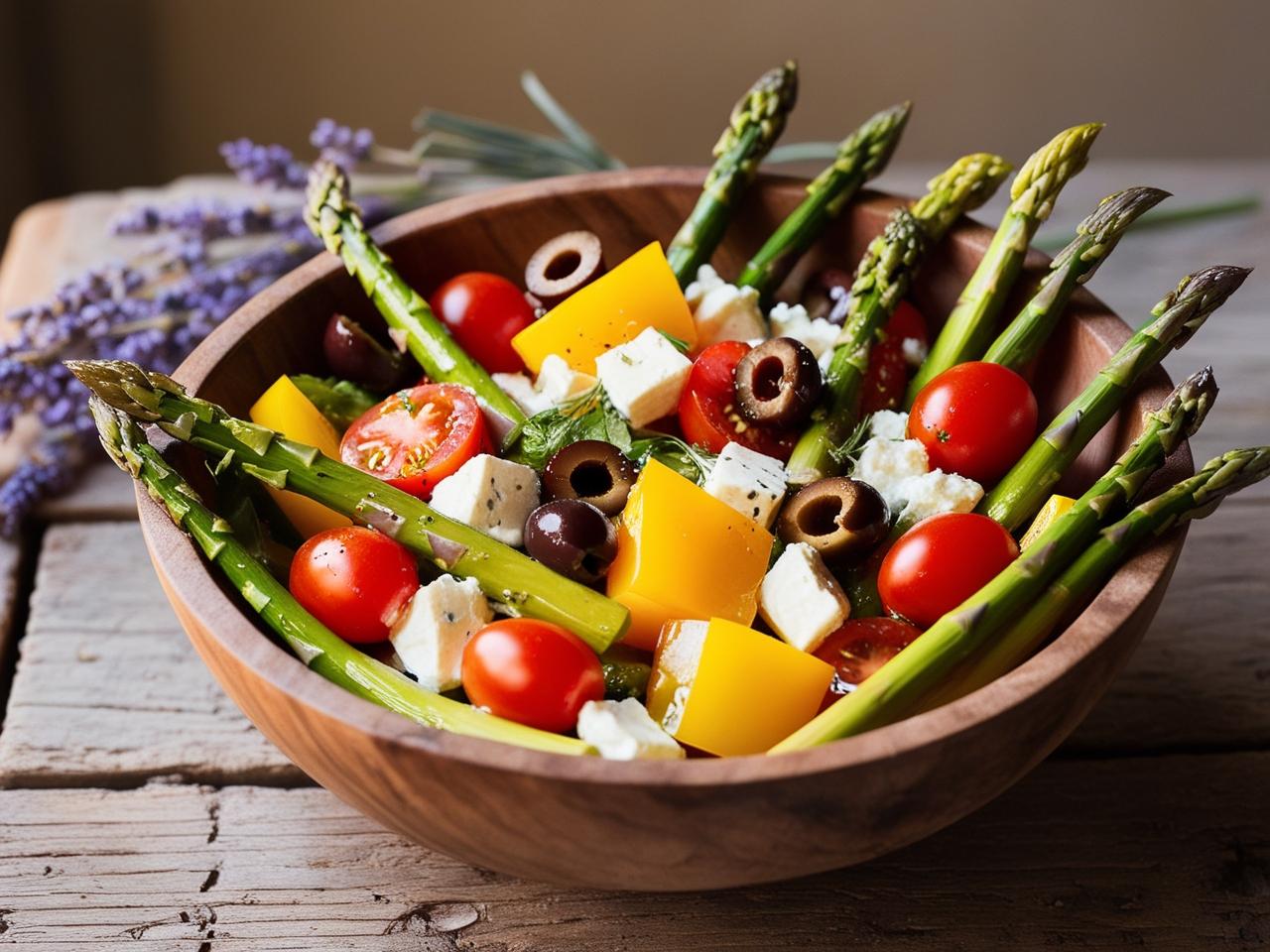 Rezept grüner Sparagel Salat mit schwarzem Knoblauch