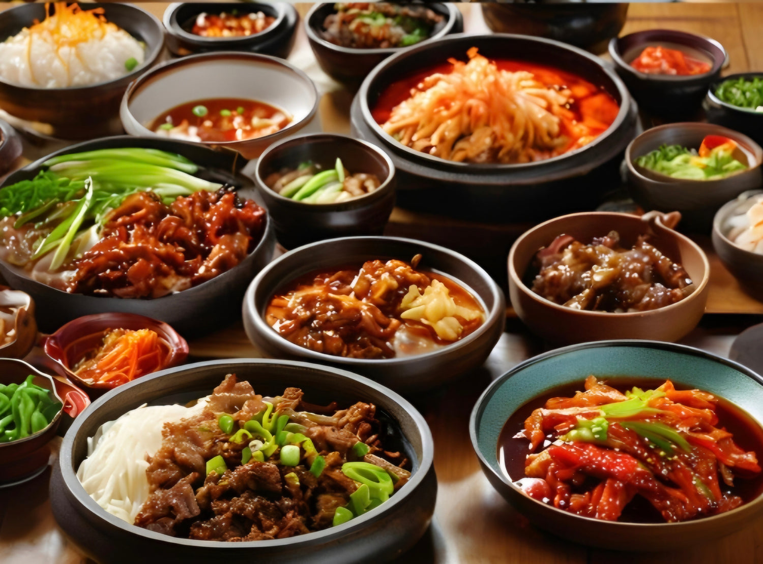 Koreanische Gerichte mit schwarzem Knoblauch