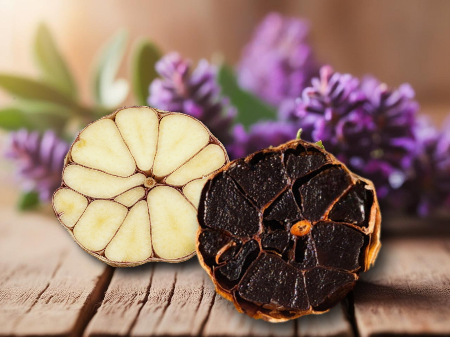 Unterschiede von schwarzem Knoblauch und weissem Knoblauch. Textur, Farbe, Geschmack und Inhaltsstoffe