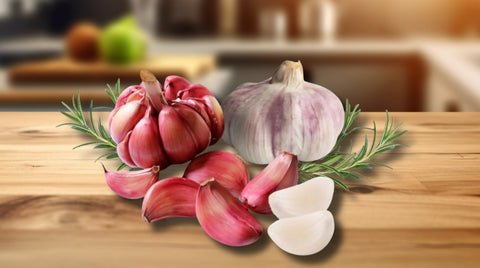 Violetter Knoblauch ist scharf und hat ein intensives Knoblauch-Aroma