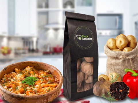 Spanisches Bacalao al Ajoarriero mit schwarzem Knoblauch Rezept