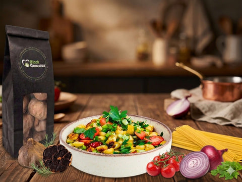 Rezept für Fideuà Salat mit schwarzem Knoblauch