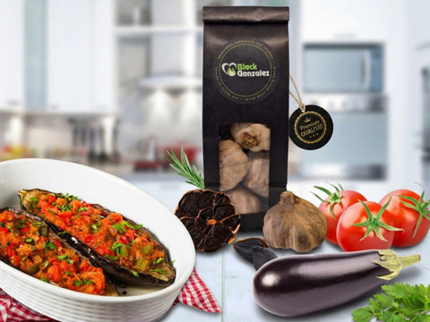 Berenjenas Rellenas - Gefüllte Aubergine mit schwarzem Knoblauch Rezept