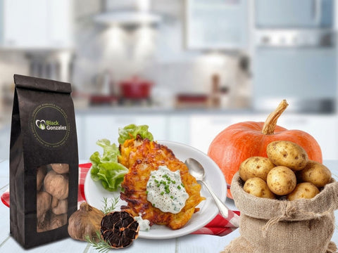Kürbis-Kartoffelpuffer mit schwarzem Knoblauch: Das ultimative Herbst-Rezept