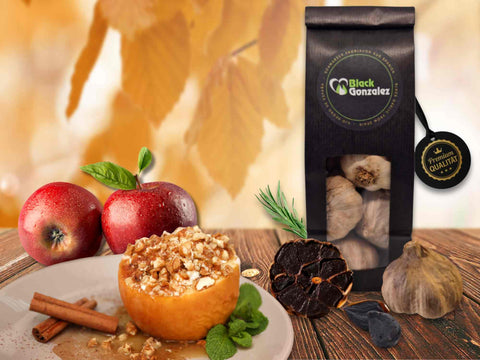 Bratapfel mit schwarzem Knoblauch