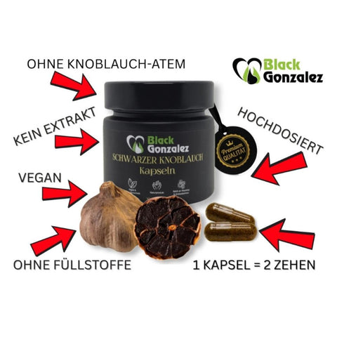 Schwarzer Knoblauch Kapseln als tägliches Nahrungsergänzungsmittel