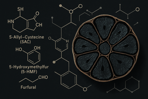 Darstellung der chemischen Verbindungen in schwarzem Knoblauch
