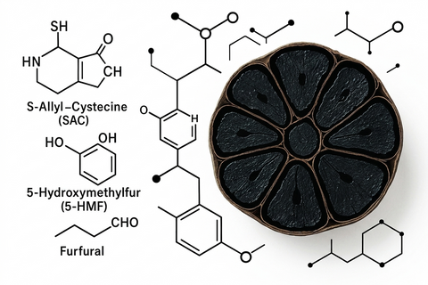 Darstellung der chemischen Verbindungen in schwarzem Knoblauch