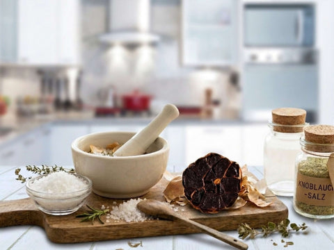 Schwarzer Knoblauchschalen Kräutersalz – aromatisch, tief und voller Umami