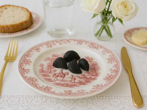 Schwarzer Knoblauch in traditioneller Küche