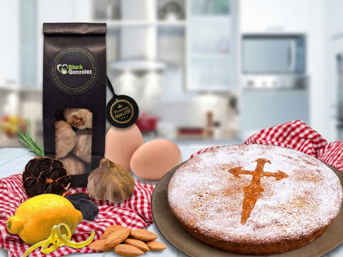 Rezept für Tarta de Santiago mit schwarzem Knoblauch