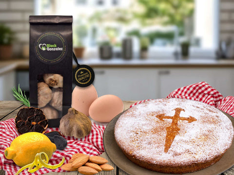 Rezept für Tarta de Santiago mit schwarzem Knoblauch