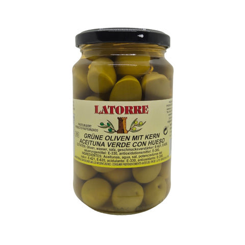 Grüne spanische Oliven mit Anchovis-Geschmack – traditionelle Delikatesse 370 g