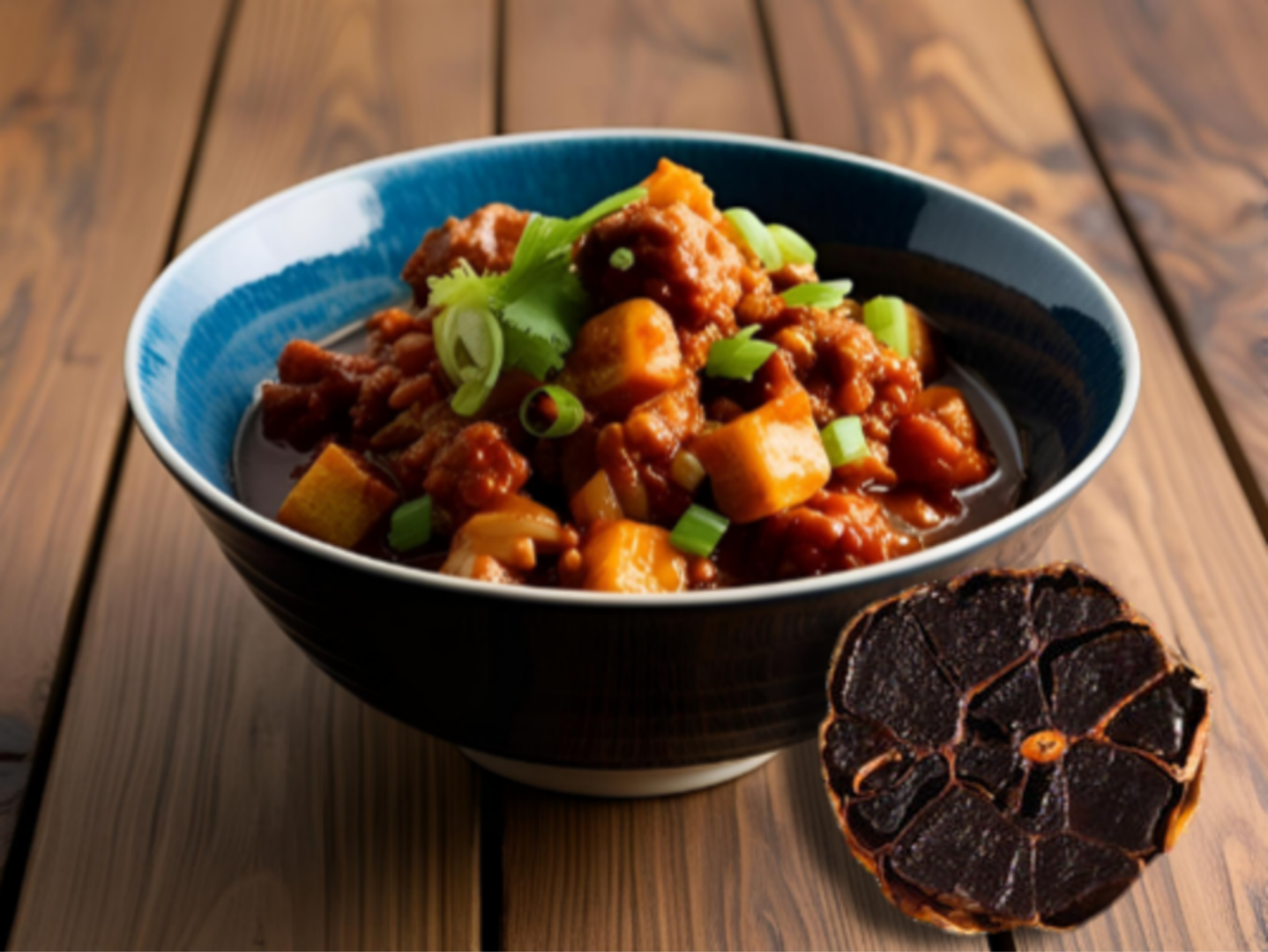 Jjigae mit schwarzem Knoblauch