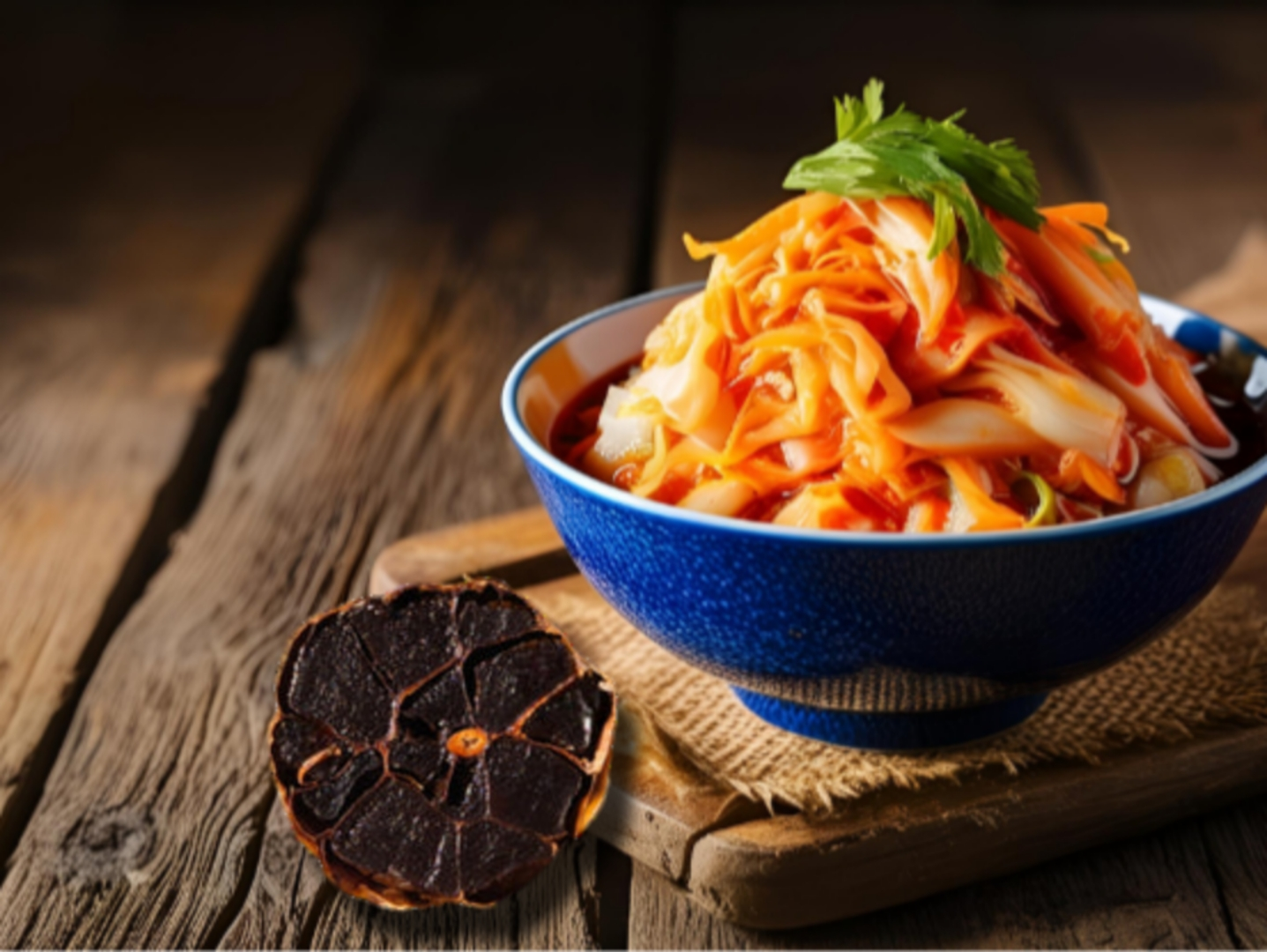 Koreanisches Kimchi mit schwarzem Knoblauch