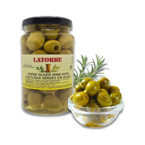 Spanische Oliven ohne Stein mit Anchovis-Aroma