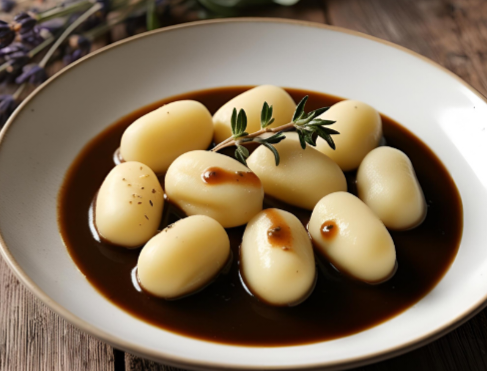 Rezept für Gnocchi mit schwarzem Knoblauch und Espresso-Sauce