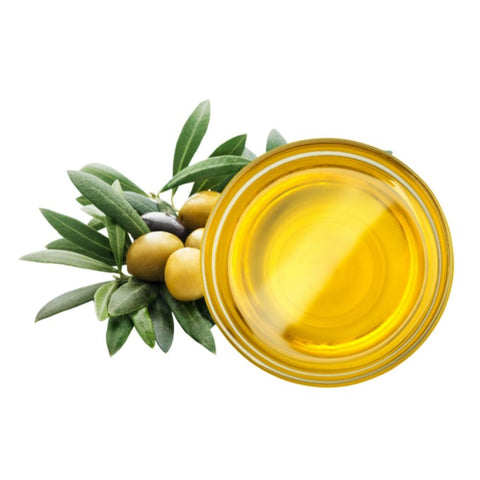 Olivenöl in Karaffe und Olivenzweig