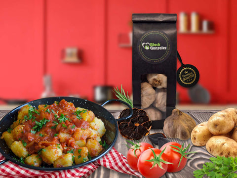 Patatas bravas mit schwarzem Knoblauch Rezept