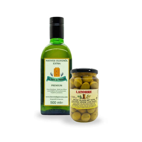Probierpaket mit Oliven und Olivenöl