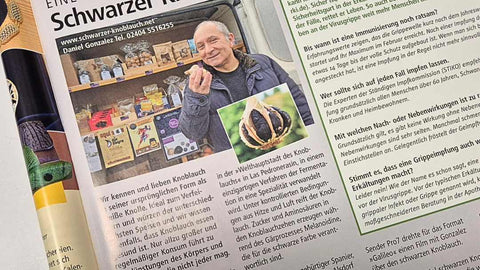 Bericht über uns und unseren schwarzen Knoblauch im Alsdorfer Stadtmagazin