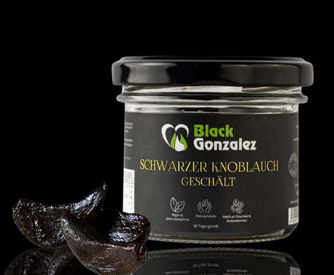 Geschälter schwarzer Knoblauch Banner Mobil