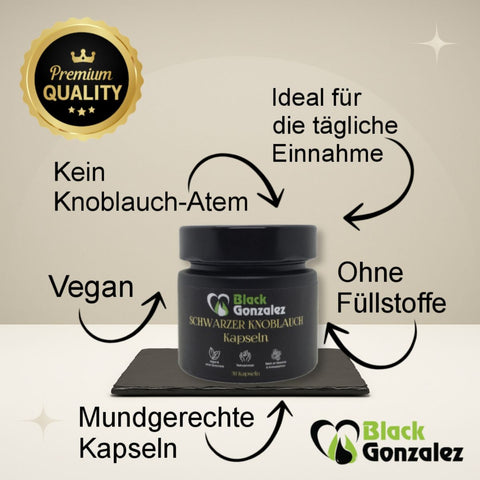 Schwarzer Knoblauch Kapseln als Nahrungsergänzungsmittel