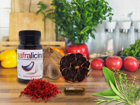 Schwarzer Knoblauch und Safran Kapseln