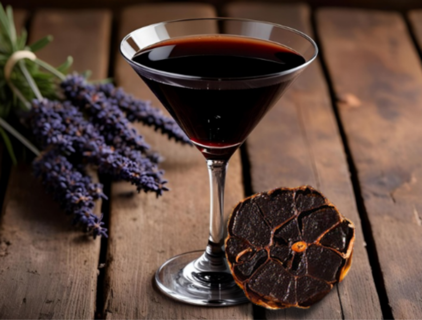 Martini mit schwarzem Knoblauch 