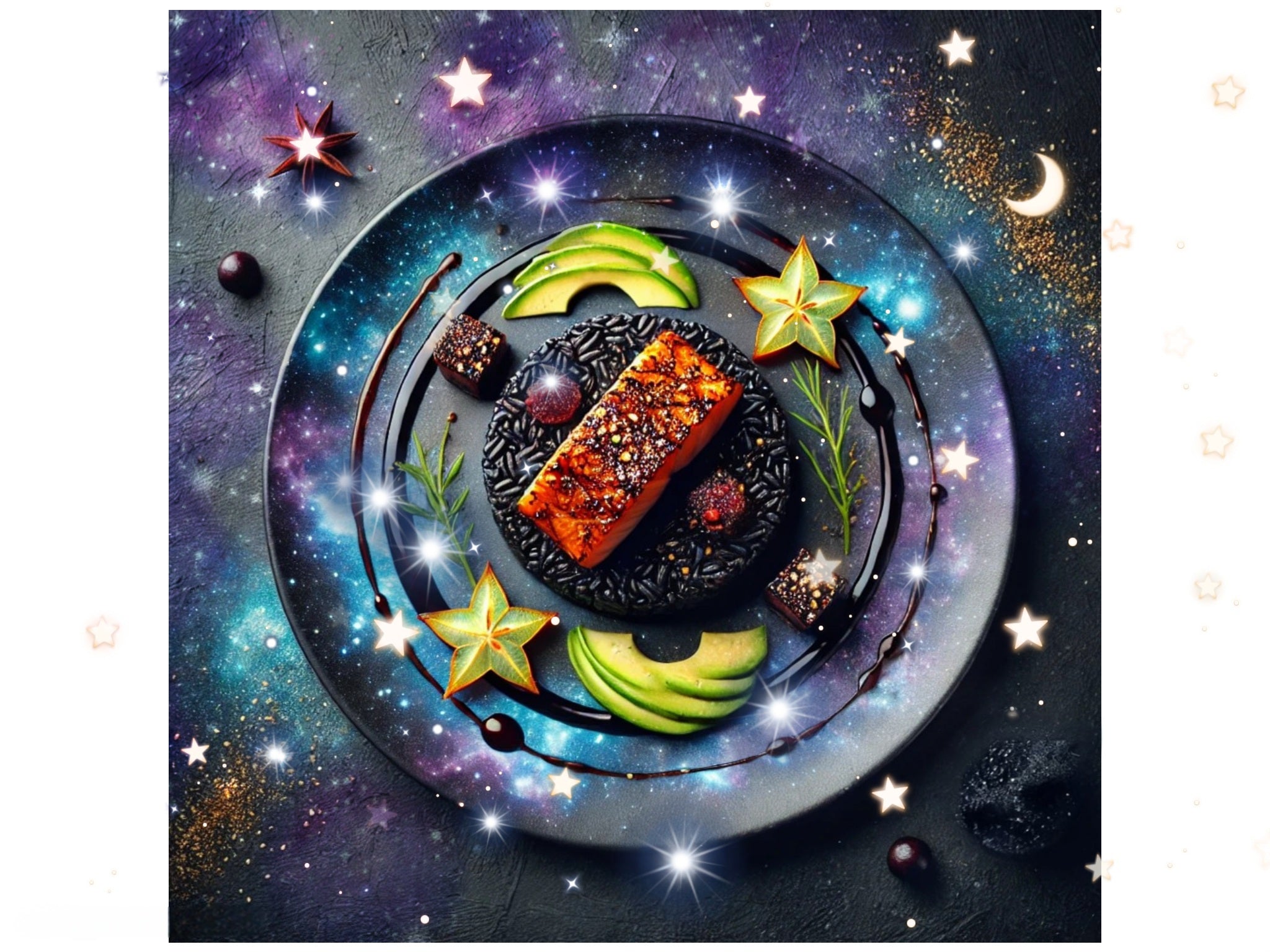 Lachsfilet oder Tofu mit schwarzem Knoblauch