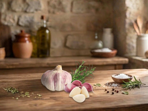 Violetter Knoblauch aus Spanien. 